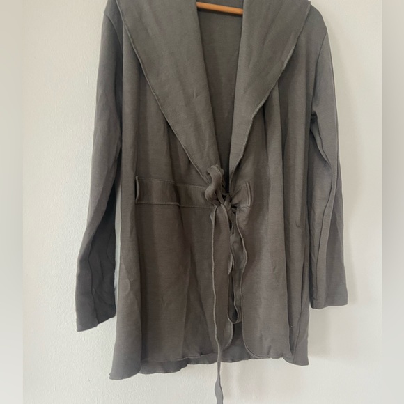 🛑SOLD ETIMI Outerwear Gray Shawl Collar Merino Wool Wrap Sweater Jacket USA - Picture 5 of 10
